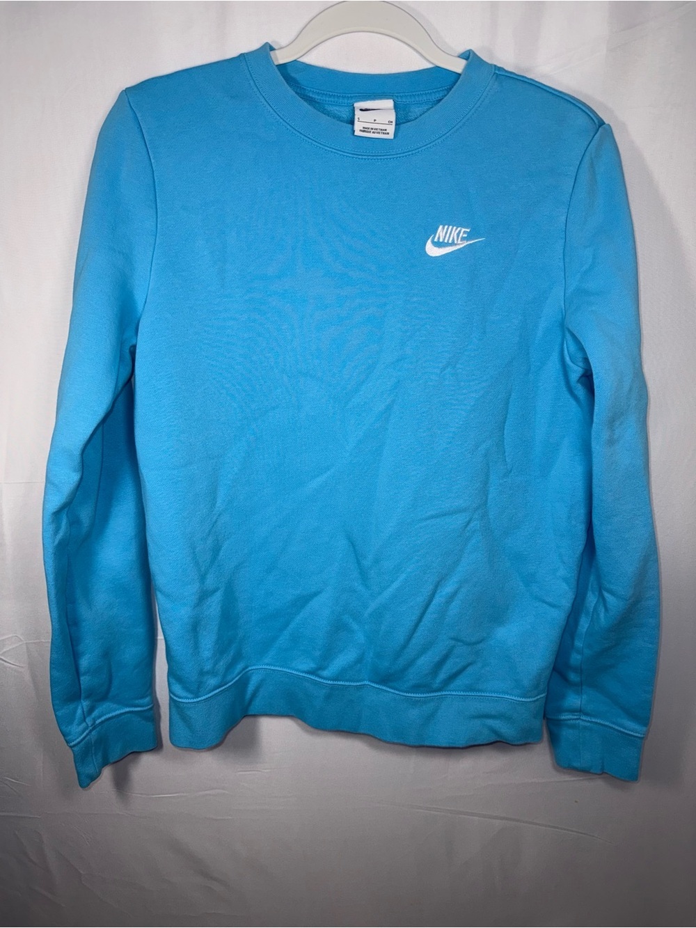 Nike Kids Little Girls Crewneck Sweatshirt Pullover Blue with White Logo Small